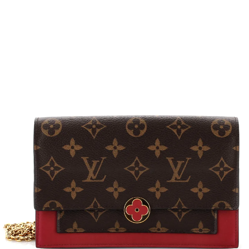 Sparkly women's money clip with rhinestones​Flore Chain Wallet Monogram Canvas