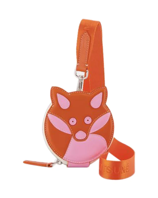 Women's money clip with a keychain attachment​Fox Neck Wallet - Maison Kitsuné - Orange - Leather