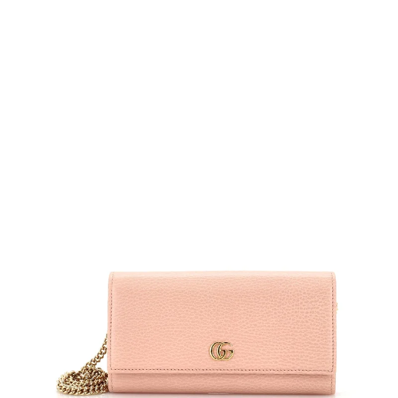 Women's money clip with a braided leather strapGG Marmont Continental Chain Wallet Leather Women's money clip with a braided leather strapGG Marmont Continental Chain Wallet Leather