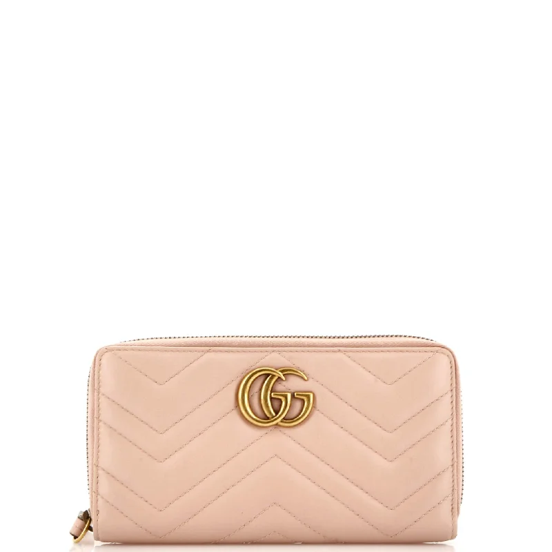 Women's money clip with a magnetic closure​GG Marmont Zip Around Wallet Matelasse Leather