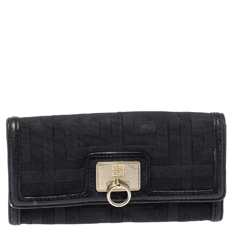 Colorful women's money clip for a pop of style​Givenchy Black Canvas And Leather Continental Wallet