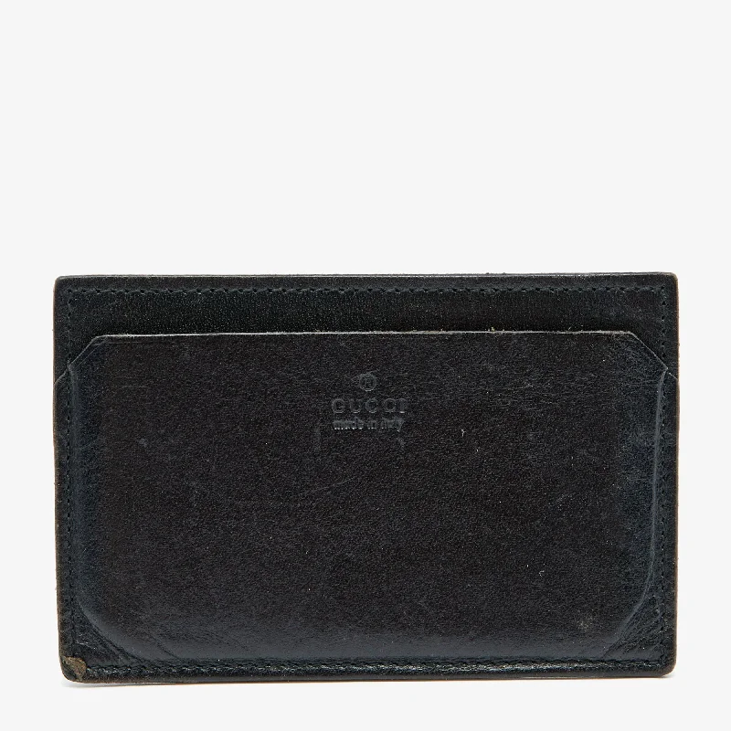 Women's money clip for travel - easy to carry​Gucci Black Leather Card Holder..