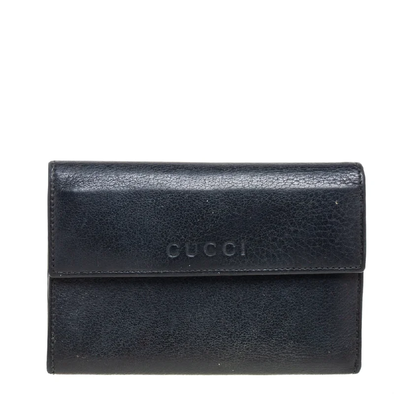 Designer women's money clip for luxury loversGucci Black Leather French Trifold Wallet.. Designer women's money clip for luxury loversGucci Black Leather French Trifold Wallet..