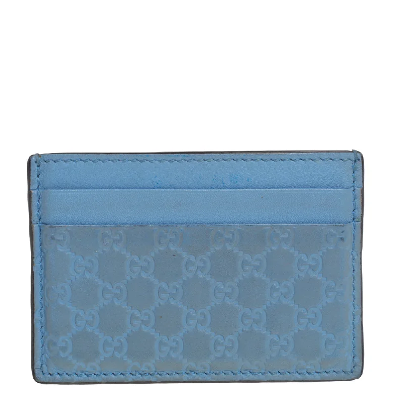 Women's money clip for a DIY - inspired styleGucci Blue Microguccissima Leather Card Holder