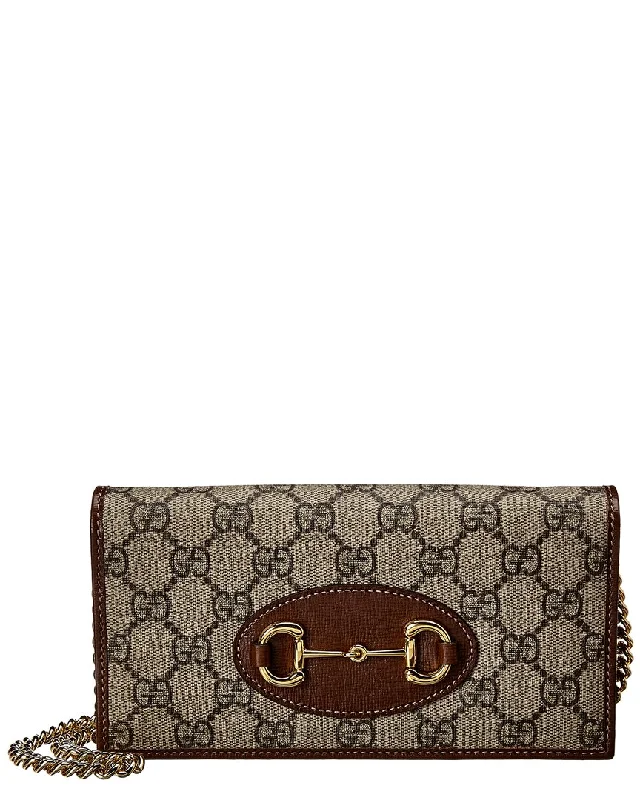 Women's money clip with a detachable charmGucci Horsebit 1955 GG Supreme Canvas & Leather Wallet On Chain Women's money clip with a detachable charmGucci Horsebit 1955 GG Supreme Canvas & Leather Wallet On Chain