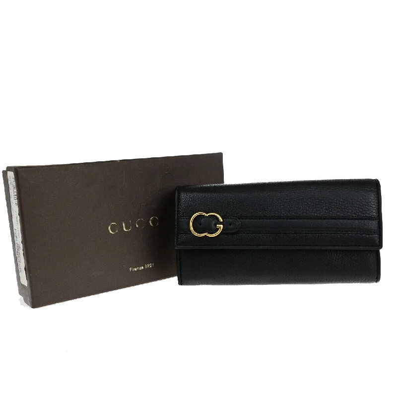 Women's money clip with a magnetic closure​Gucci Logo  Leather Wallet  (Pre-Owned)