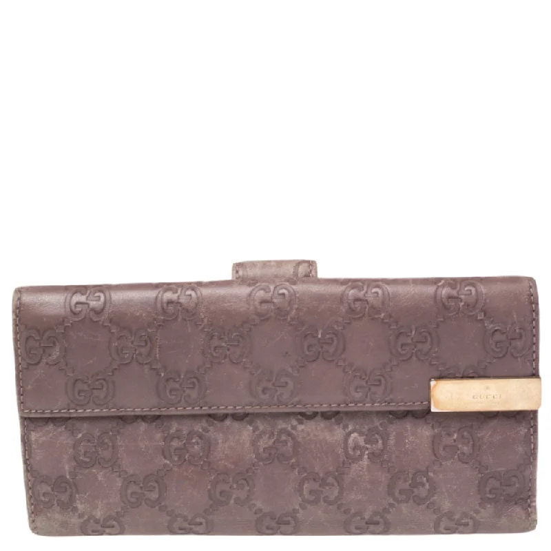 Women's money clip for left - handed users​Gucci Old Rose Guccissima Leather Trademark Continental Wallet..