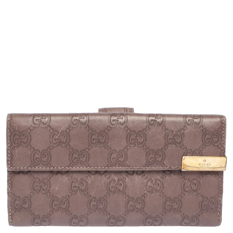 Women's money clip with a keychain attachment​Gucci Purple Guccissima Leather Trademark Continental Wallet..