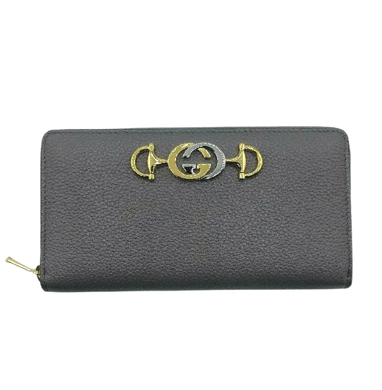 Women's money clip with a keychain attachment​Gucci Women's Zumi  Leather Zip Around Wallet with Metal GG Logo