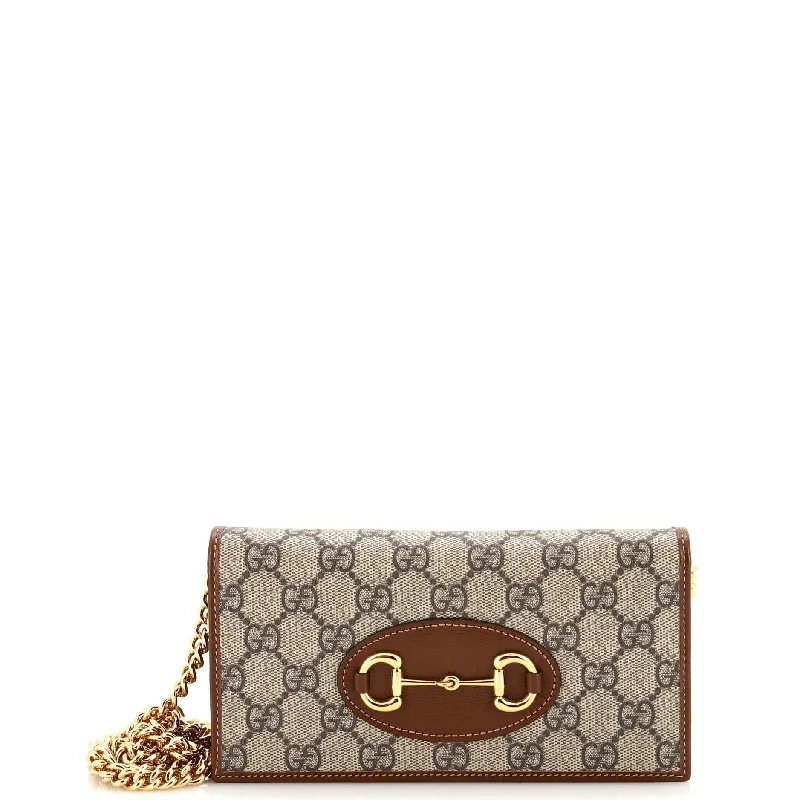 Women's leather money clip with embossed designHorsebit 1955 Chain Wallet GG Coated Canvas Women's leather money clip with embossed designHorsebit 1955 Chain Wallet GG Coated Canvas