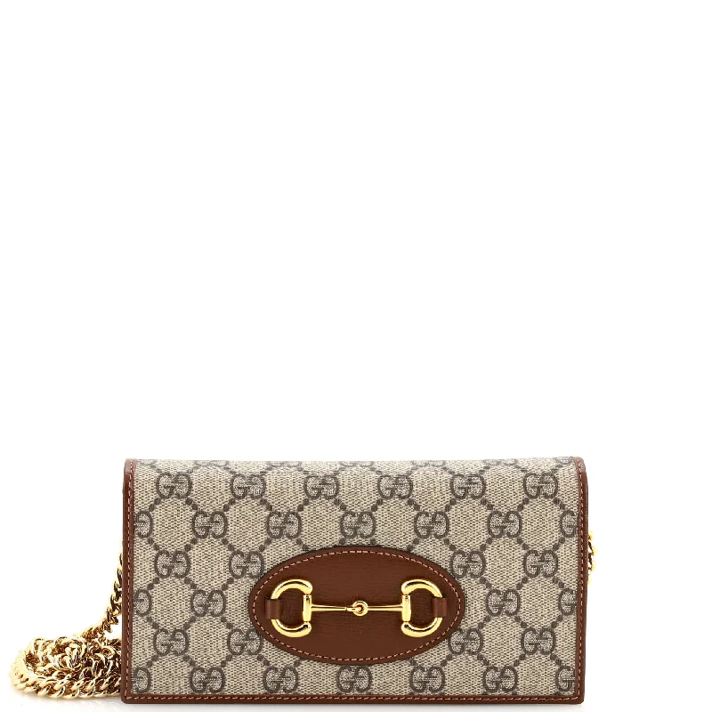 Women's money clip with a keychain attachment​Horsebit 1955 Chain Wallet GG Coated Canvas