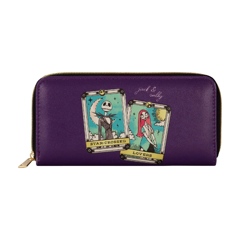 Women's money clip with a transparent acrylic design​JACK AND SALLY STAR CROSSED LOVERS TAROT Zip around wallet