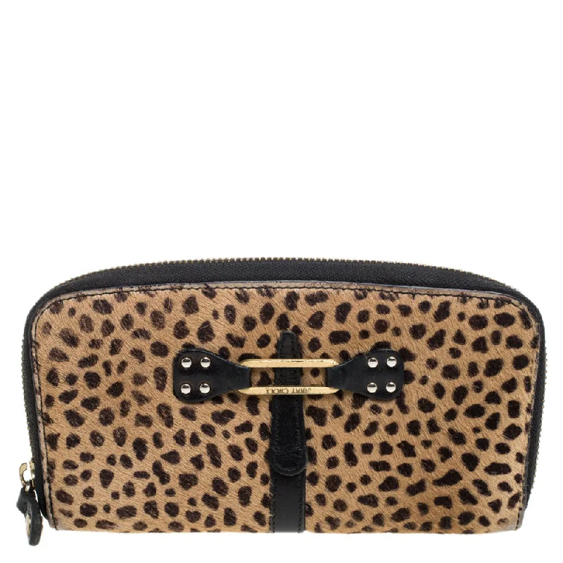 Women's money clip for a back - to - school accessory​Jimmy Choo Animal Print Calf Hair Zip Around Wallet
