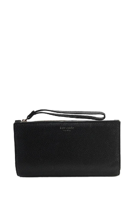 Women's money clip with a detachable charmKate Spade New York Womens Leather Button Closure Wristlet Wallet Black Women's money clip with a detachable charmKate Spade New York Womens Leather Button Closure Wristlet Wallet Black