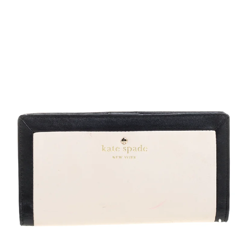 Women's money clip with a transparent acrylic design​Kate Spade Pink/black Leather Long Bifold Wallet