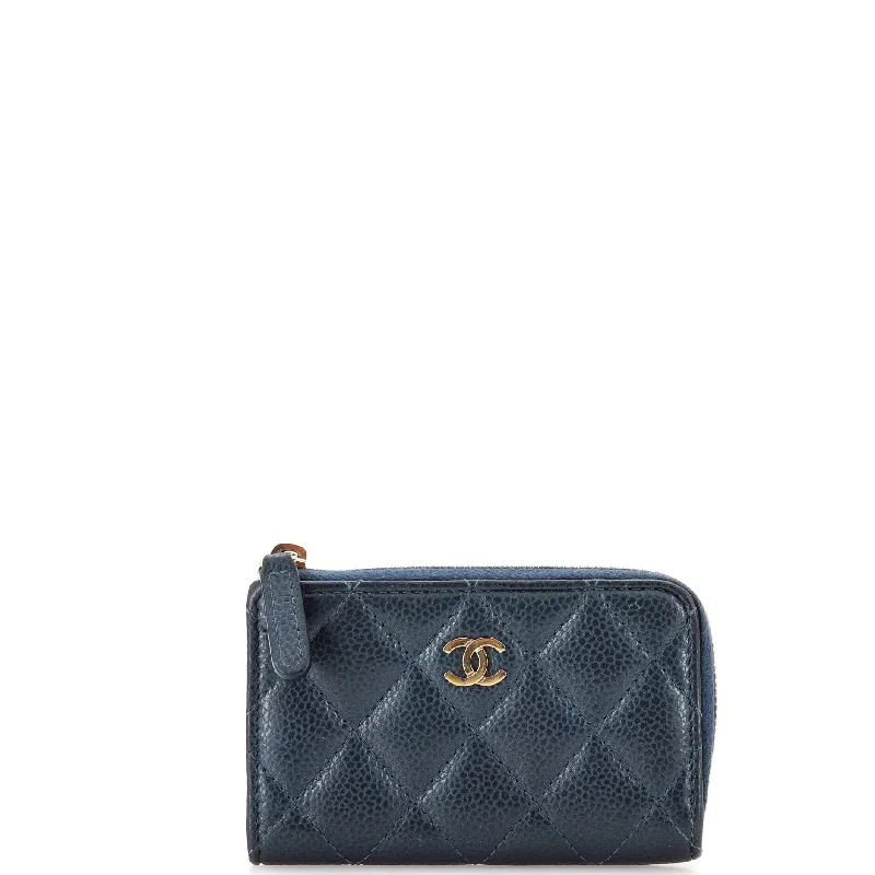 Women's money clip for a back - to - school accessory​Key Pouch Quilted Caviar