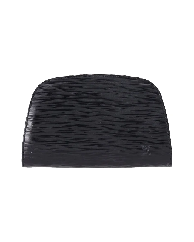 Women's money clip with a faux fur trim​Louis Vuitton Dauphine 17 Cosmetic Pouch in Black Epi Leather