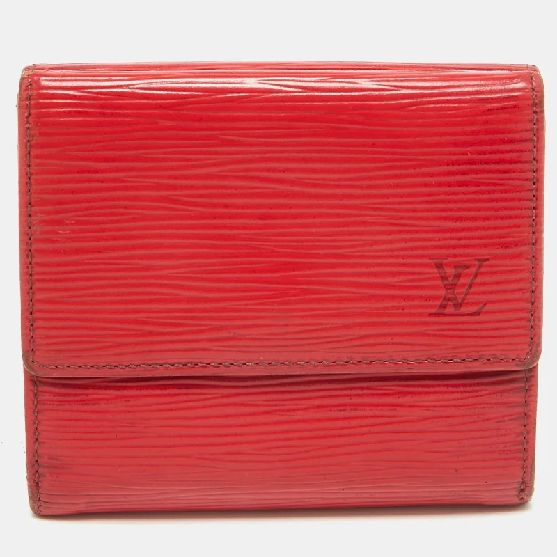 Women's money clip in a trendy geometric shape​Louis Vuitton Red Epi Leather Elise Wallet..
