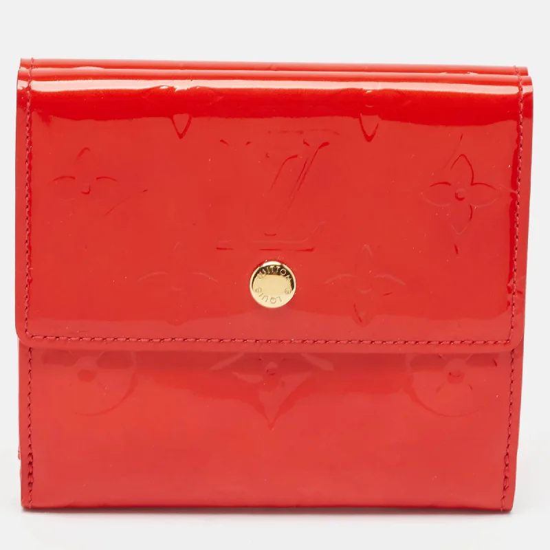 Women's money clip for travel - easy to carry​Louis Vuitton Red Monogram Vernis Elise Wallet