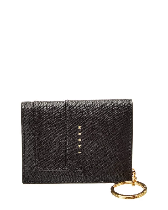Women's money clip in a pastel color palette​Marni Saffiano Leather Card Holder