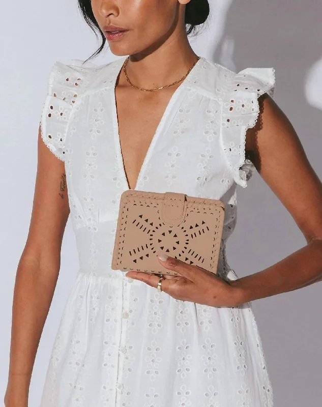Women's money clip with a swarovski crystal accent​Mexicana Small Wallet In Nude