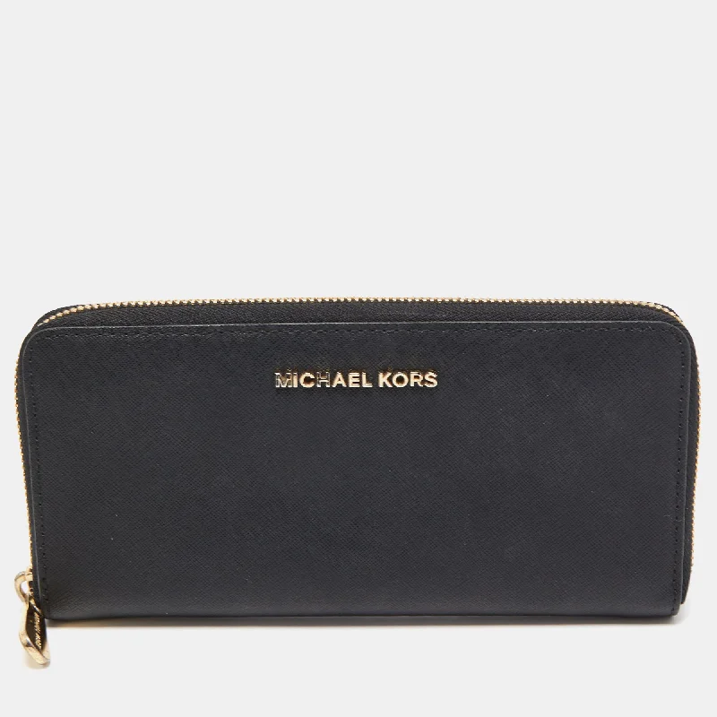 Women's money clip with a personalized monogram​Michael Kors Black Leather Bedford Zip Around Wallet