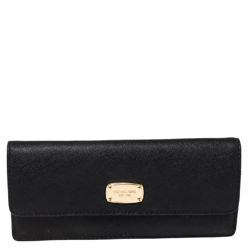 Women's money clip with a double - sided design​Michael Kors Black Leather Flap Continental Wallet