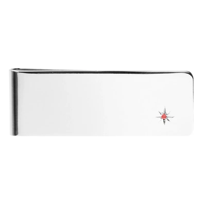 Women's money clip made of genuine crocodile leather​Money Clip Ruby Set 925 Solid Silver 9383