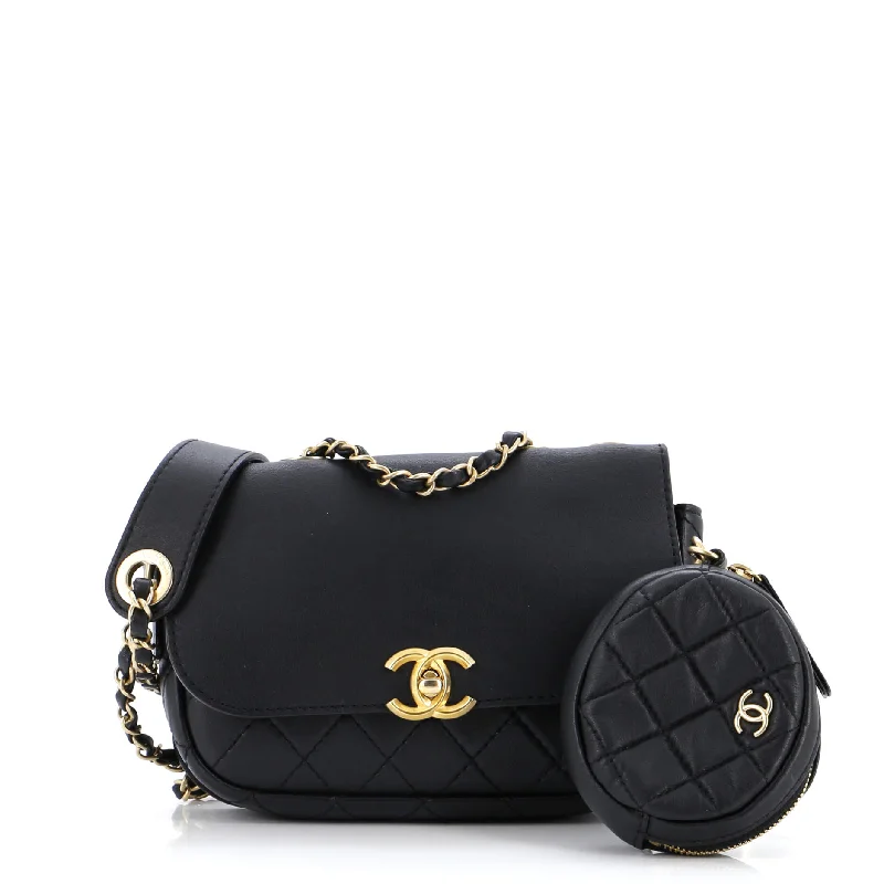 Colorful women's money clip for a pop of style​Multi Pouching Flap Bag with Coin Purse Quilted Calfskin