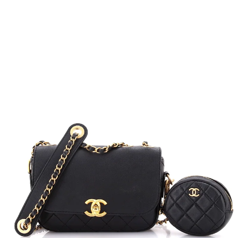 Women's money clip for left - handed users​Multi Pouching Flap Bag with Coin Purse Quilted Calfskin