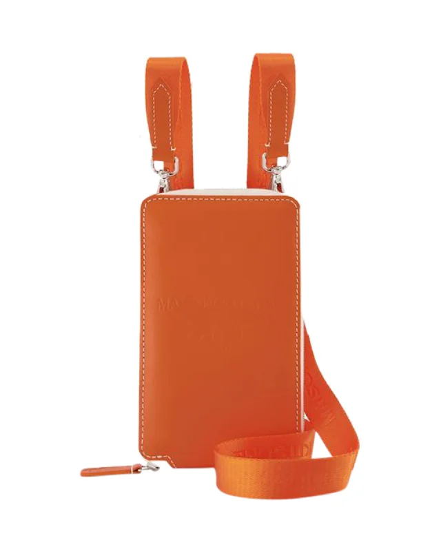 Women's money clip for a sporty - chic outfit​Neck Pouch - Maison Kitsuné - Orange - Leather