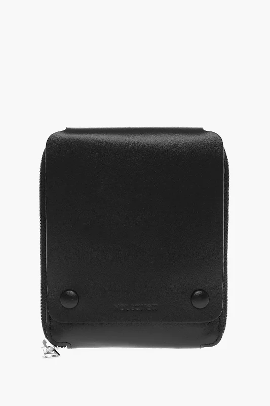 Women's money clip with a floral pattern​Neil Barrett Leather Pouch With Removable Straps