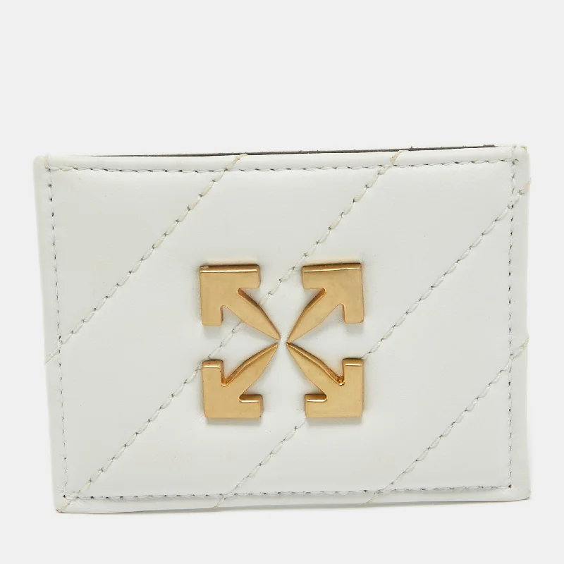 Women's money clip with a secret compartment​Off-White White Leather Jitney Card Holder