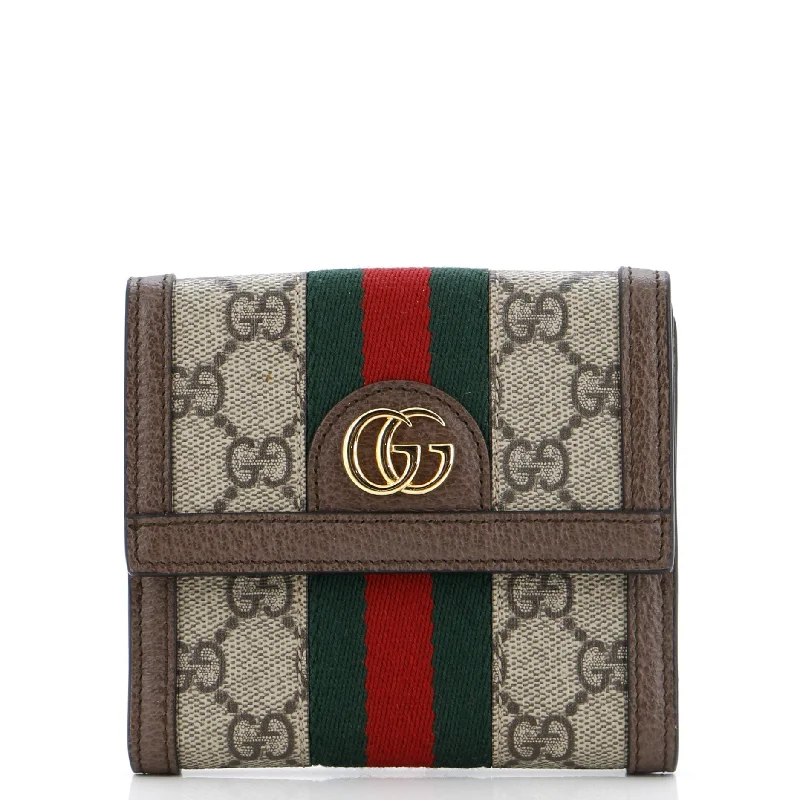 Women's money clip with a floral patternOphidia French Flap Wallet GG Coated Canvas Compact Women's money clip with a floral patternOphidia French Flap Wallet GG Coated Canvas Compact