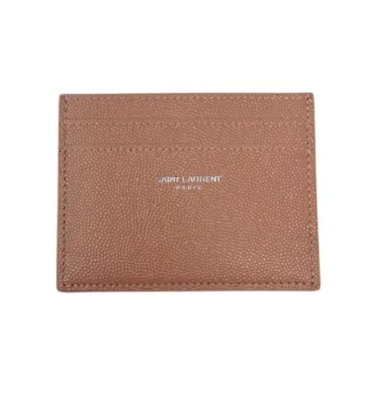 Women's money clip with a personalized engraving option​Pre-Loved Paris Card Case In Warm Beige