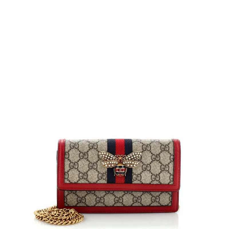Women's money clip for a bridal party giftQueen Margaret Chain Wallet GG Coated Canvas Mini Women's money clip for a bridal party giftQueen Margaret Chain Wallet GG Coated Canvas Mini