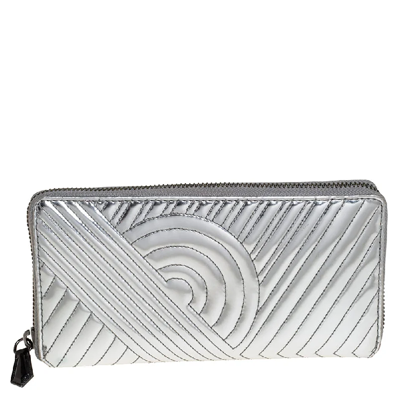 Women's money clip for eco - conscious consumersReed Krakoff Silver Leather Zip Around Wallet.. Women's money clip for eco - conscious consumersReed Krakoff Silver Leather Zip Around Wallet..