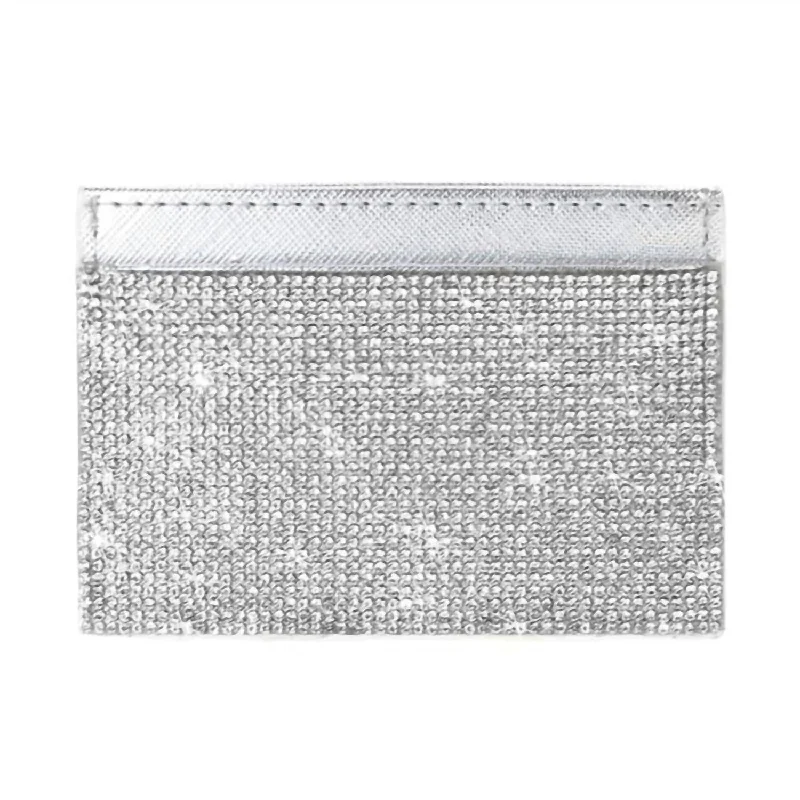 Women's money clip with a mirror on the back​Rhinestone Slim Cardholder In Silver