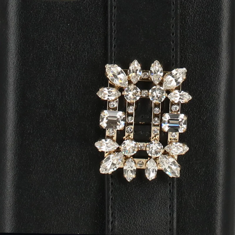 Women's leather money clip with embossed design​Roger Vivier Womens Black Pouch