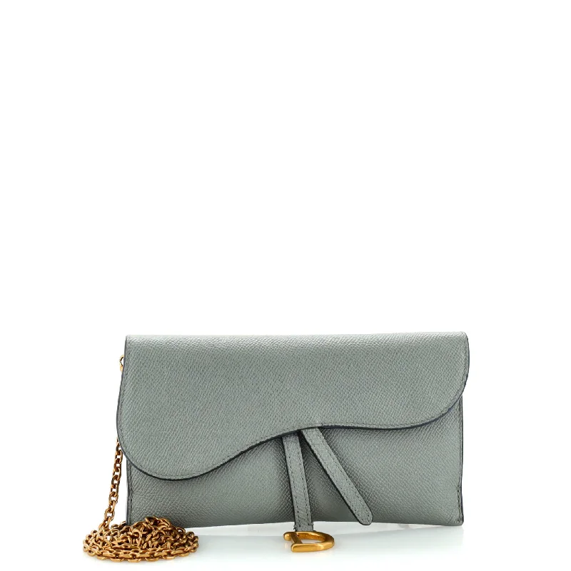 Women's money clip with a leather - wrapped metal core​Saddle Chain Wallet Leather