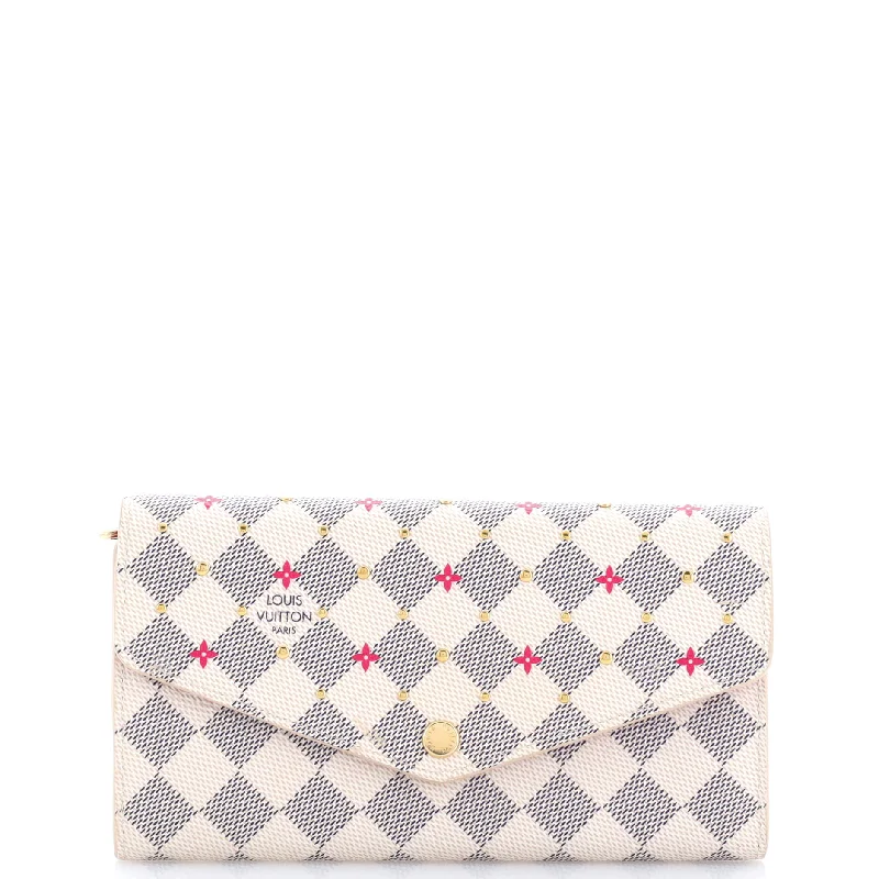 Women's money clip with a personalized engraving optionSarah Wallet NM Flower Printed Studded Damier Women's money clip with a personalized engraving optionSarah Wallet NM Flower Printed Studded Damier