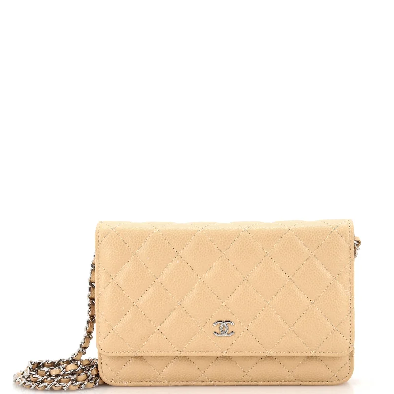 Women's money clip with a detachable charm​Wallet on Chain Quilted Caviar