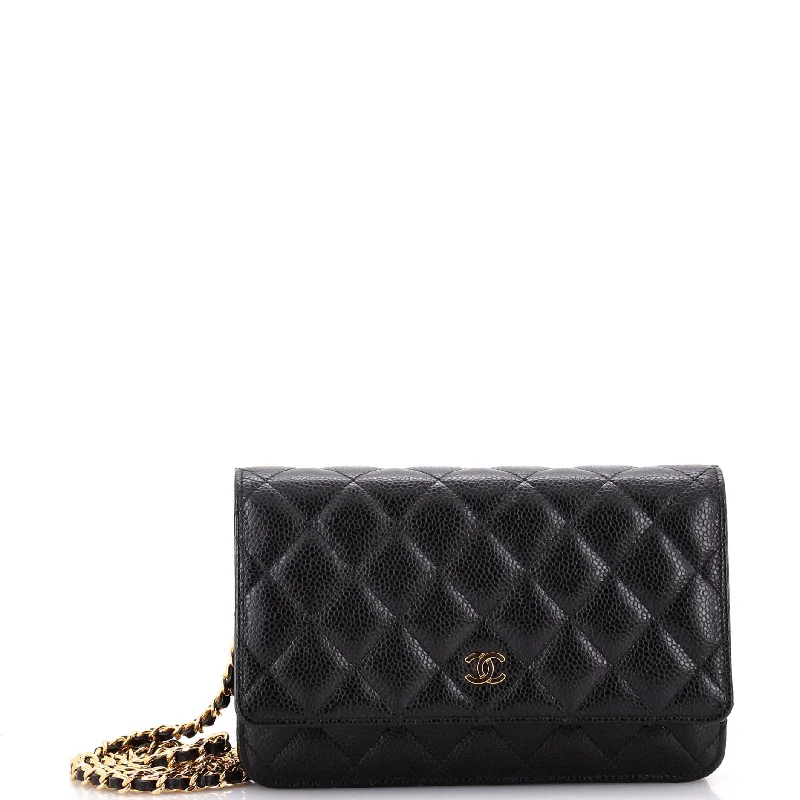 Sparkly women's money clip with rhinestones​Wallet on Chain Quilted Caviar