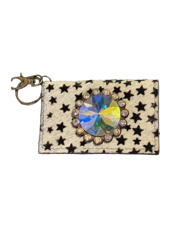 Women's money clip in a trendy geometric shape​Women's Branded Star Wallet In Black/white