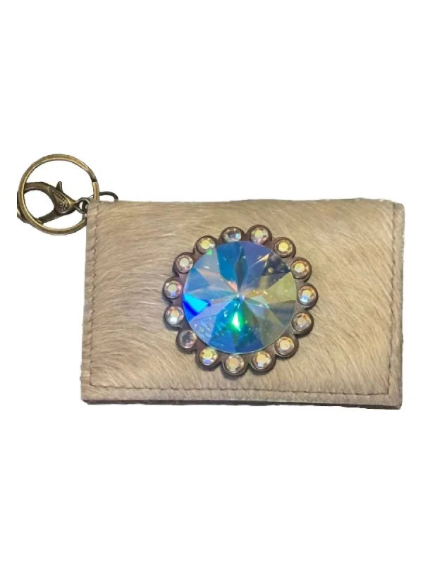 Women's money clip with a built - in card holder​Women's Crystal Wallet In Tan Hide