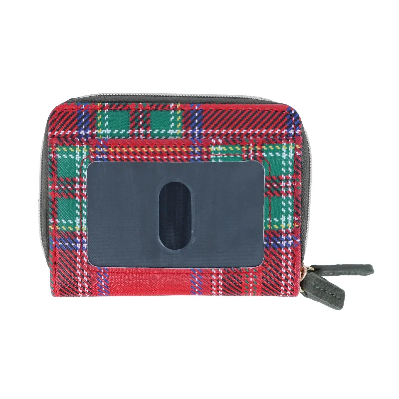 Vintage - style women's money clip for retro enthusiasts​Women's Tartan Plaid Printed Vegan Leather Wizard Wallet