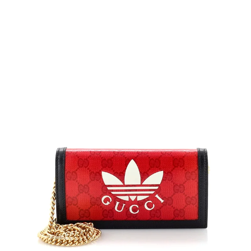 Women's money clip with a personalized monogram​x adidas Wallet on Chain GG Coated Canvas