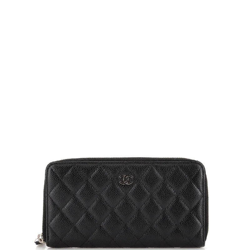 Women's money clip with a zodiac symbol designZip Around Wallet Quilted Caviar Long Women's money clip with a zodiac symbol designZip Around Wallet Quilted Caviar Long