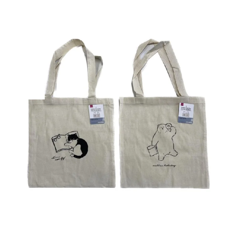Women's Tote Bag with Zipper Closure in Red for Secure StorageCotton Tote Bag Animal Cat Bear