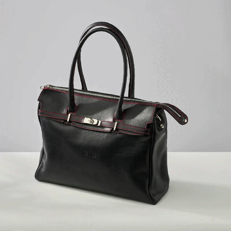 Women's Printed Tote Bag in Floral Patterns for a Spring - Themed Shopping TripAllegra Tote Bag Rosso Nero Women's Printed Tote Bag in Floral Patterns for a Spring - Themed Shopping TripAllegra Tote Bag Rosso Nero